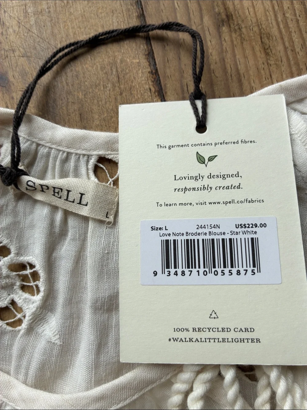 NWT Spell Organic Cotton Love Note Broderie Blouse in Star White size Large - Picture 11 of 14
